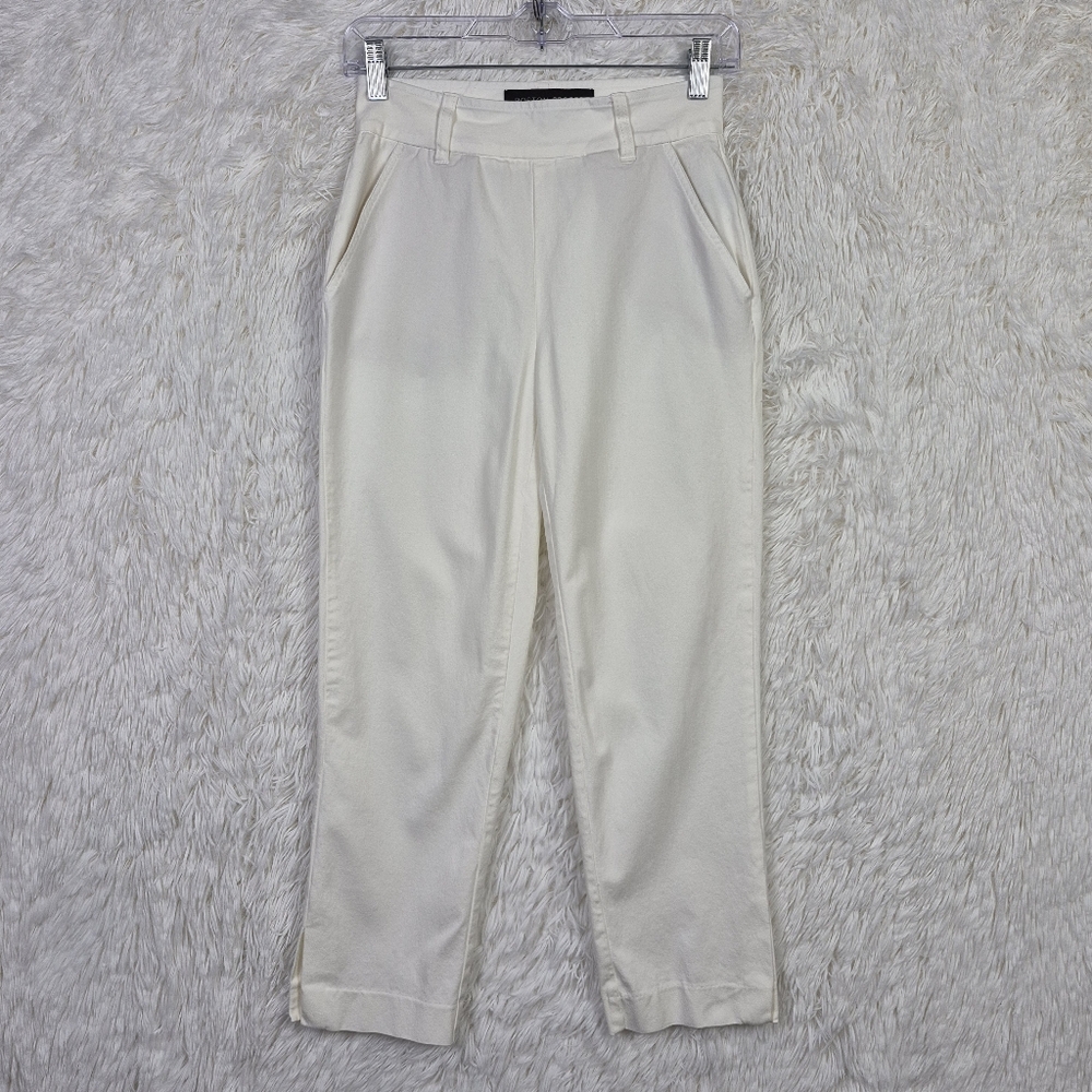 Boston Proper Sz 2 White Pull On‎ Crop Pants Classic Preppy Resort Old Money
